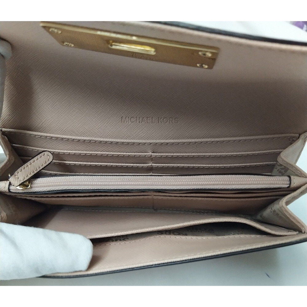 Michael Kors Pink Crossgrain Leather Pushlock Credit Card Bifold Wallet - Picture 8 of 16